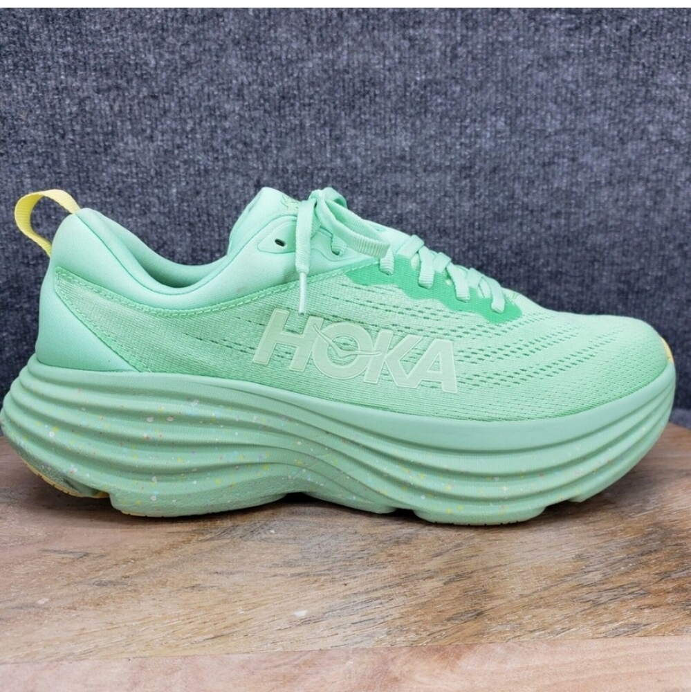 Hoka One One Bondi 8 Men's Size 9.5 Green Lace Up Athletic Shoes 1123202-LMG